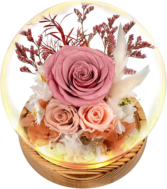 Flowers, Roses Gift - Fresh Flowers Bouquet & Preserved Roses, Rose Arrangement That Lasts Forever – Birthday Gift for Women, Mother’s Day & Christmas-Dusty Rose