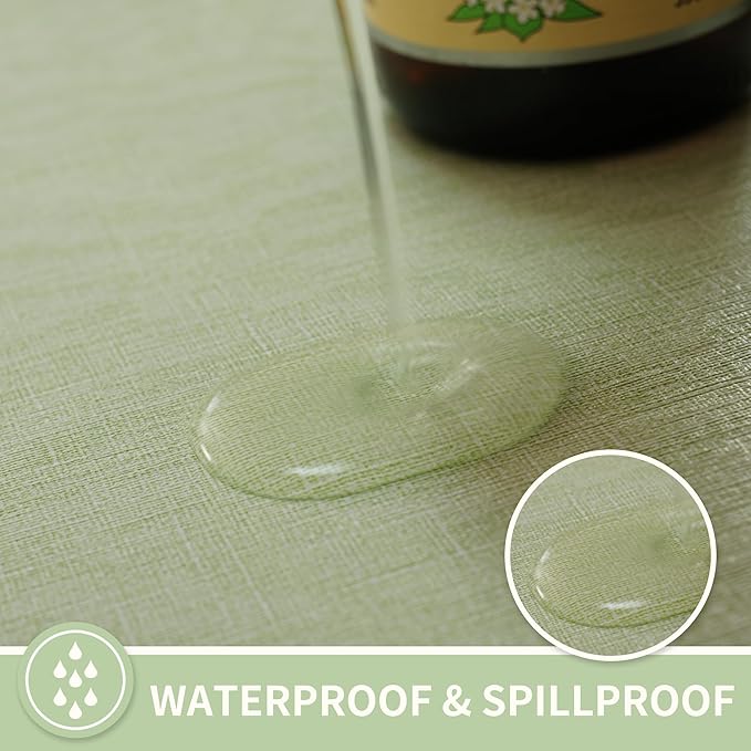 Rectangle Table Cloth,100% Waterproof Tablecloth Oil Proof Spill Proof Vinyl Table Cloth, Wipe Clean Plastic Table Cover for Dining, Camping, Indoor and Outdoor 52" x 70",Green