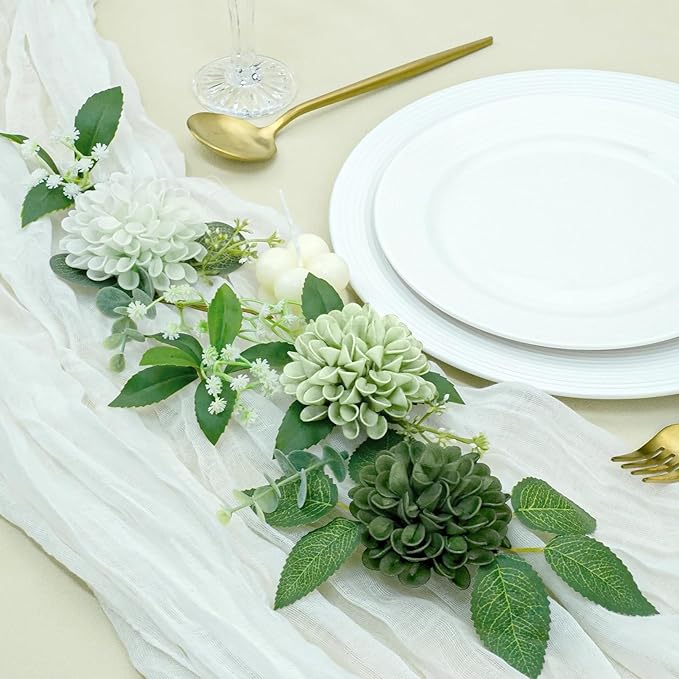 Artificial Flowers, 25pcs Realistic Artificial Rose for DIY Wedding Bouquets Centerpieces Arrangements, Emerald Green Shades Dahlia Flowers with Stem for Bridal Shower Party Home Decorations