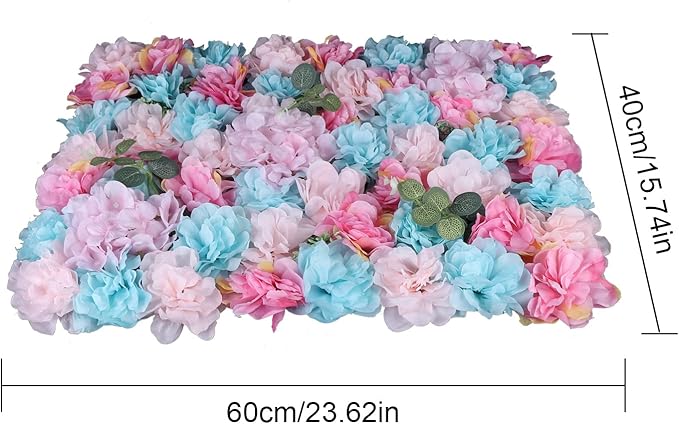12pcs Simulated Flower Wall Decoration, 23.6x15.74in F-Lower W-All Panel for F-Lower W-All Backdrop, Flower Wall Decorative Background, Fine Grid, Multi-Tiered Petals, Photography Props