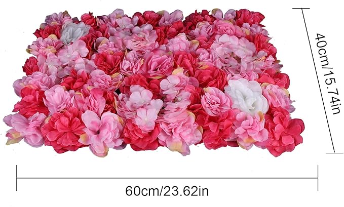 6Pcs 15.75"x 23.62"x 0.79" Artificial Flower Wall Panels,Flower Wall Mat Silk Flower Panels for Outdoor Garden Backyard Fence Fence Privacy Screen and Indoor Wall Decor (6Pcs Rose Red)