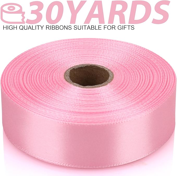 7/8 Inch 30 Yards Light Pink Satin Craft Ribbon-Single Face Polyester Ribbon for Handmade Roses,Gift Wrapping,Timeless Flower,Bouquets,Wedding and Party Decoration