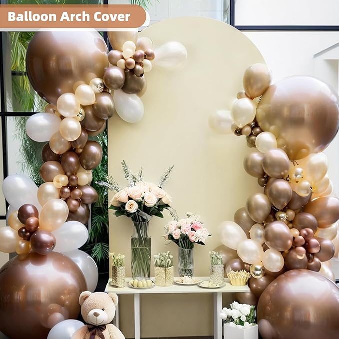 HEMMOTOP 7.2 ft Beige Arch Backdrop Cover (No Arch Stand), Ivory Spandex Arch Covers Stretchy Backdrop for Balloon, Wedding, Birthday Party, Baby Shower, Banquet Arch Decoratio