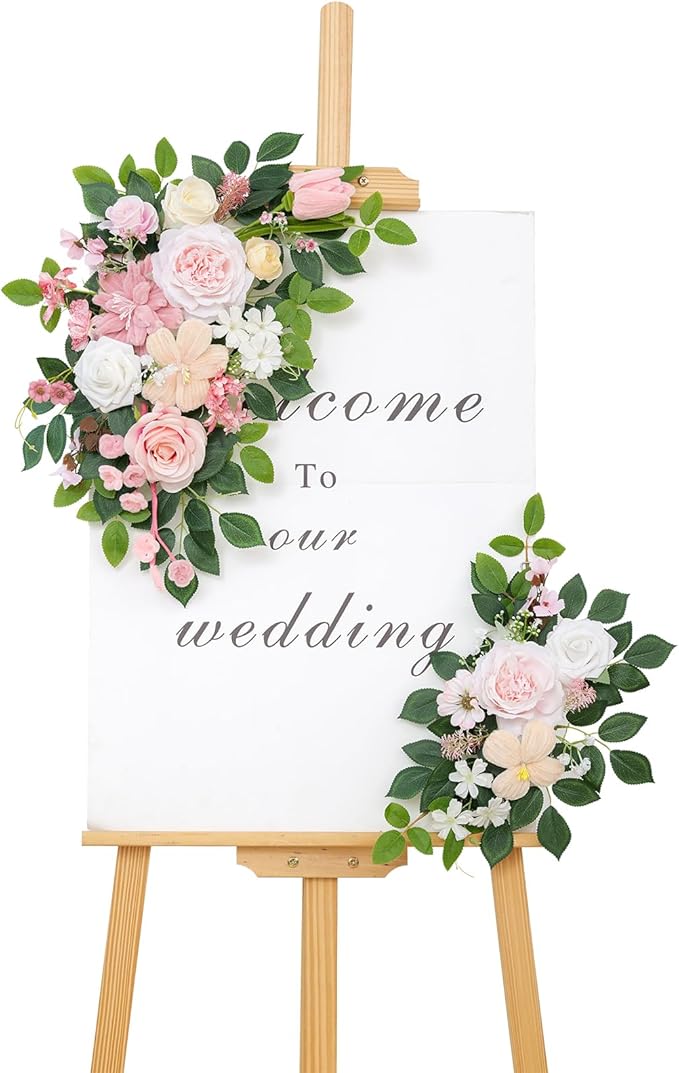 Pack of 2 Faux Flowers,Wedding Arch Flowers,Wisteria Hanging Flowers,Flower Garland Be Suited to Aisle Decorations for Wedding Ceremony(New Pink)