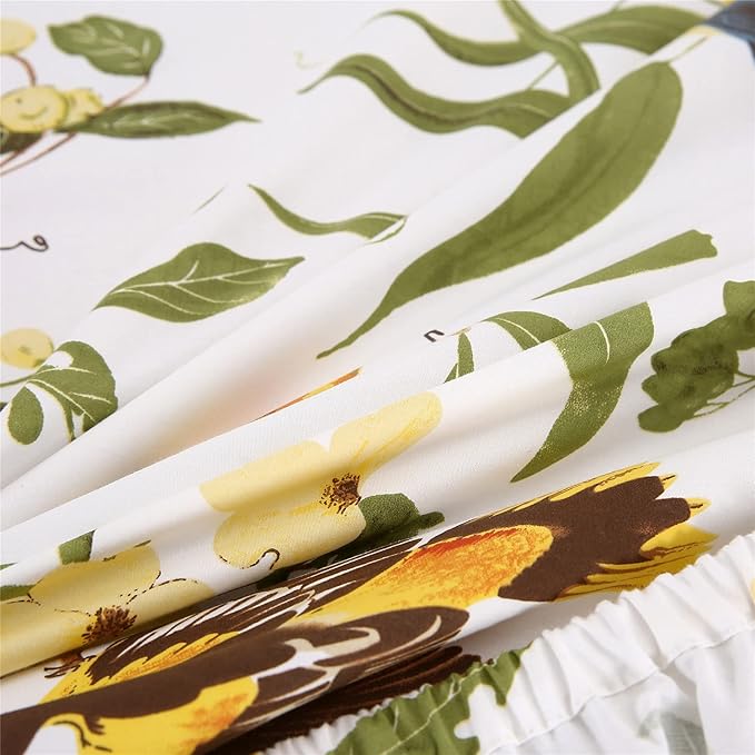 RYNGHIPY Farmhouse Flowers Print Bed Sheet Collection Set Botanical Floral Sheets with Pillowcases (White Green,Full Size)