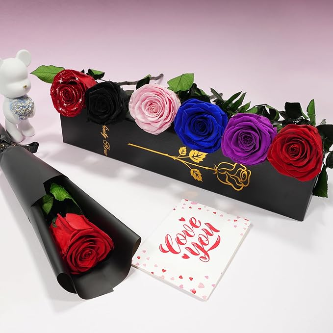 Yamonic Preserved Flowers Rose Gifts for Women Mom, Mothers Day Rose Flowers Gifts for Mom, Real Flower Birthday Mom Gifts for Grandma, Wife,Girlfriend, for Valentine's Day,Anniversary