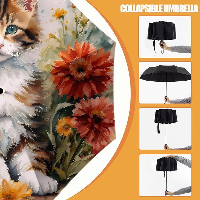 Small Compact Travel Automatic Folding Umbrella for Women, Portable Lightweight, Rain, Wind, UV Sun Shade