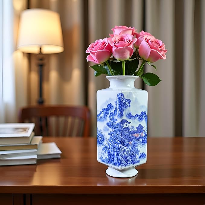 MTME Porcelain Figurines, Jingdezhen Decorative Flower vase, Home Decor, Wedding Gifts, Aesthetic Sculpture Home décor (Mountain)