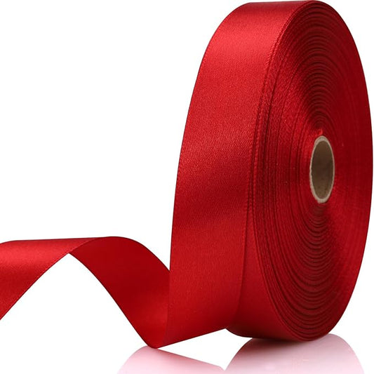 7/8 Inch 60 Yards Wine red Satin Craft Ribbon-Single Face Polyester Ribbon for Handmade Roses,Gift Wrapping,Timeless Flower,Bouquets,Wedding and Party Decoration