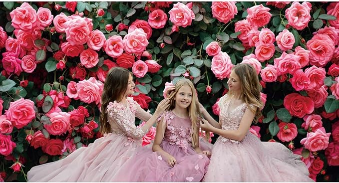 20x10ft Art Studio Flower Photo Background Pink Rose Photography Backdrop for Pictures Newborn Bridal Shower Birthday Party Banner Decor Photo Studio Props