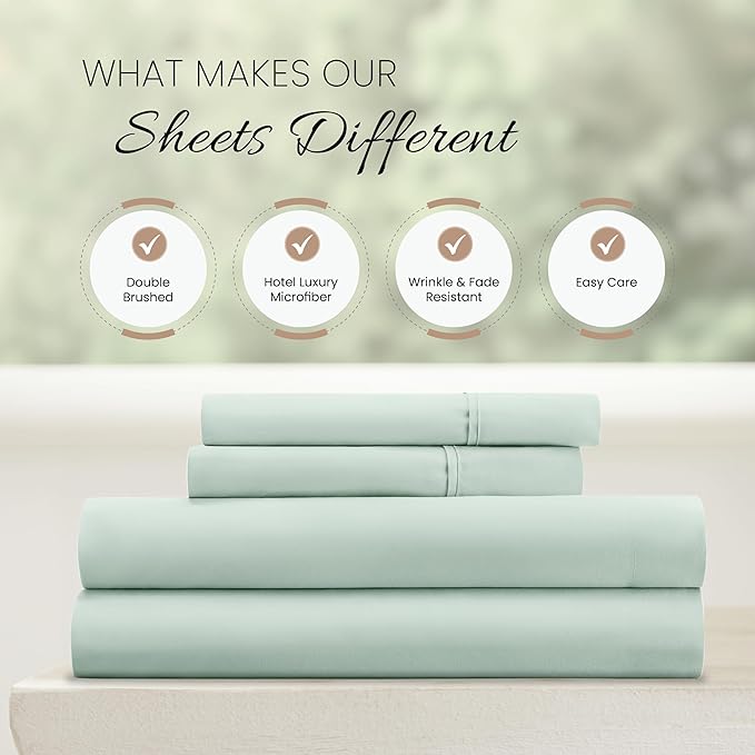 Linen Market Bed Sheets for California King Size Bed (Mint) - Sleep Better Than Ever with These Soft and Cooling California King Sheets - Deep Pocket Fits 16" Thick Beds - 4 Piece Cal King Sheet Set