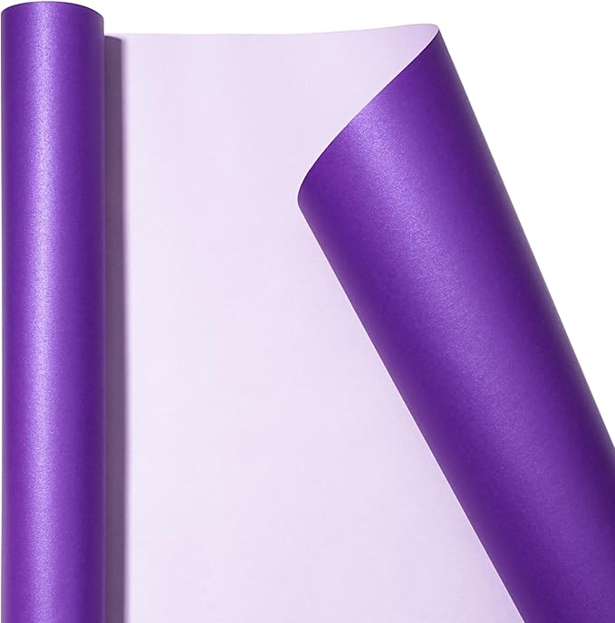 LaRibbons Purple Wrapping Paper, Mini Roll-17 Inch x 33 Feet Solid Color Pearly-Lustre Gift Wrapping Paper Rolls for Wedding, Christmas, Valentine's Day, Birthday, Bridal Shower, Baby Shower