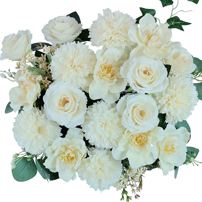 Premium Champagne Silk Artificial Flower Bouquets, Tan Nude Fake Flowers Decoration, Cream Faux Floral Arrangements for Wedding Bridal Bouquets, Home Decor, Baby Shower, Table Centerpieces