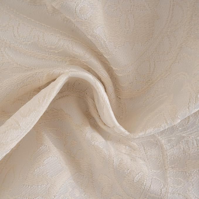 ENJOYBRIDAL Paisley 84 Inch Curtains for Bedroom Living Room Drapes Jacquard Semi Sheer Off White Floor Length Window Curtains 2 Panels Set Rod Pocket Boho Farmhouse Floral Cream Window Treatments