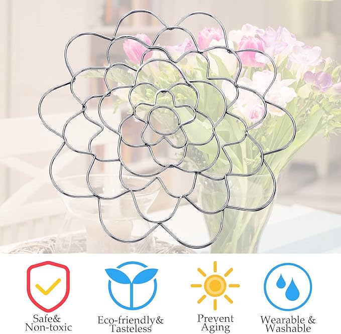 Hotop Stainless Steel Flower Arranger Frog Wire Flower Arrangement Holder Round Floral Lid Organizer Grid Tool for Floral Plant Vase Stems Bouquets Fixation(2 Pieces)