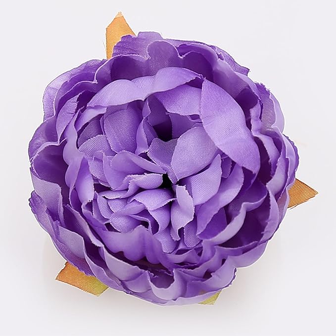 FagusHome 25 Pcs Silk Peony Artificial Flower Heads 4 inch Fake Peony Flowers Heads with Stems Artificial Peony Flower Heads in Bulk Wholesale for Wedding Home Decor (Purple)