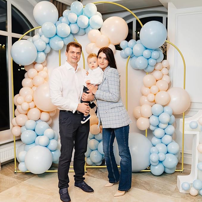 Wedding Arch Backdrop Stand Set of 3(7.3FT/6.6FT/6FT),Metal Balloon Arch for Wedding Ceremony Baby Shower, Outdoor Indoor Birthday Party,Garden Floral Arch Backdrop Stand Decoration, Gold