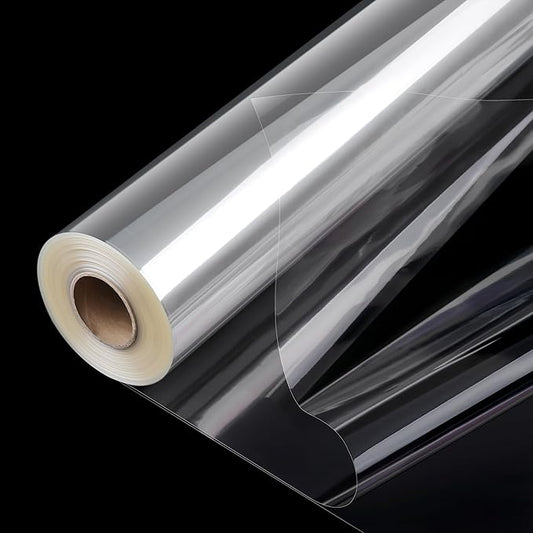 POPGIFTU 148 ft Clear Cellophane Wrap Roll (34 in x 148 ft)-3 Mil Thicken Cellophane Roll, Large Clear Wrapping Paper to Flower Gift Baskets Wrap, Gift Basket Wrapping Supplies