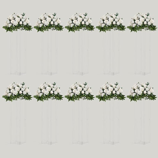 TEKXYZ Acrylic Centerpiece, 10 Pcs 31.5 Inch Tall Flower Stand, Column Wedding Centerpieces, Flower Stand for Wedding Event Party Props, Home Decor, Table