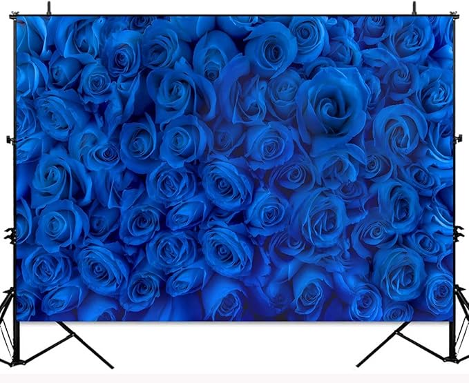 Blue Rose Flower Backdrop Royal Blue Rose Floral Valentines Photography Background Wedding Bridal Shower Photo Backdrops Birthday Party Decorations Portraits Photo Shoot Props 10x7ft