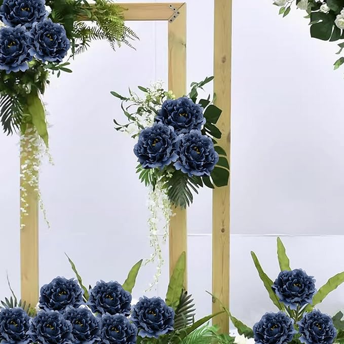 20pcs 5" Artificial Flower Peonies, Silk Peonies with 6" Stems, Flowers Suitable for Wedding Bouquets, Home Party Decoration (Navy Blue)