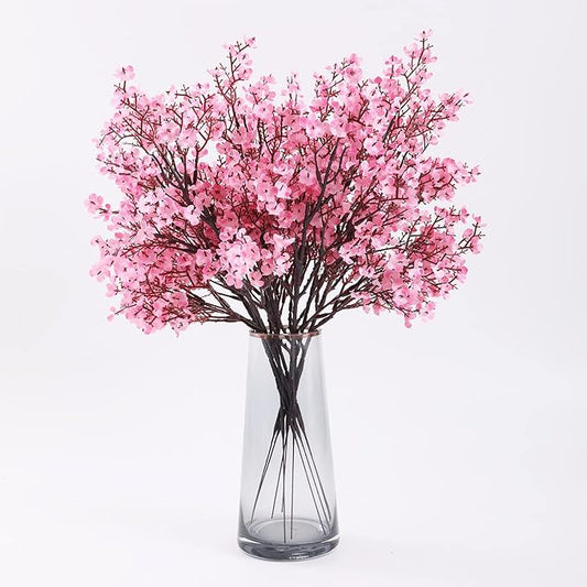 Hananona 10 Pcs Artificial Babys Breath Flowers Spring Flowers Fake Pink Silk Flowers for Home Decor Wedding Floral Arrangement Valentine's Day Table Centerpieces (10, Pink)