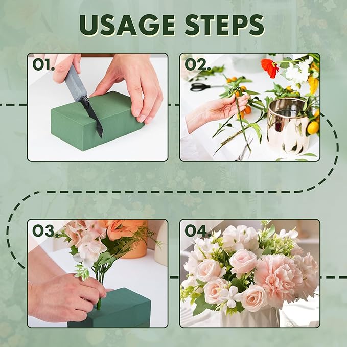 10 Pcs Floral Foam Blocks, 5.5"L x 3.1"W x 1.7"H Green Dry & Wet Flower Foam for Fresh and Artificial Flowers, Plant Foam for Wedding, Birthdays, Pary, Home Decorations