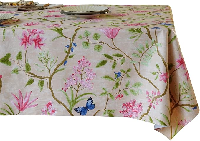 Rectangle Table Cloth,100% Waterproof Tablecloth Oil Proof Spill Proof Vinyl Table Cloth, Wipe Clean Plastic Table Cover for Dining, Camping, Indoor and Outdoor 54" x 102",Pink