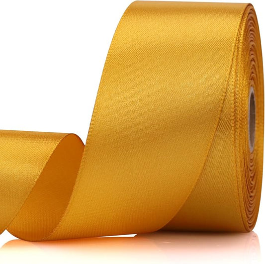 1-1/2 Inch 30 Yards Gold Solid Satin Ribbon for Gift Wrapping,Craft Floral Bouquets,Wedding Party,Timeless Flower,Decoration Floral Hair,Balloons