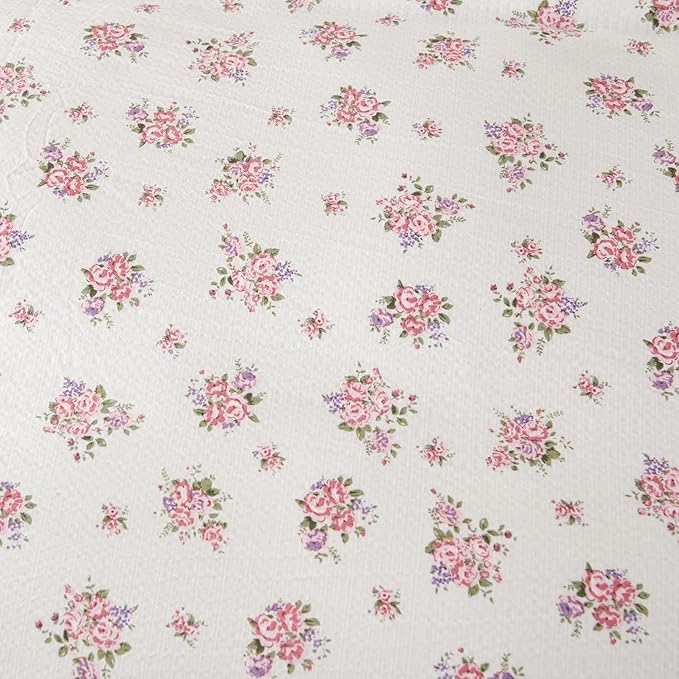 Flower King Comforter Set Soft 3 Pieces Chic Crinkle Gauze Fabric Garden Style Floral Print Botanical Comforter for All Seasons Luxury Warmth Comfy Breathable with 2 Pillowcases