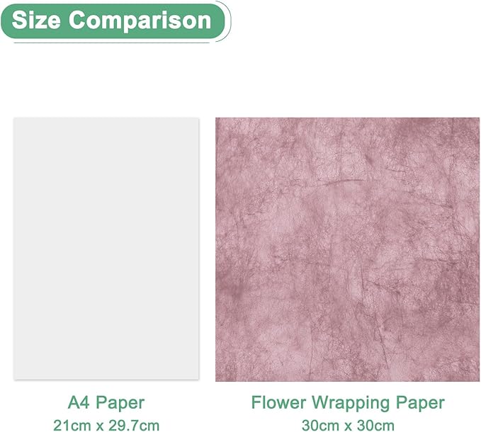 M METERXITY 38-Sheet Korean Cotton Wrapping Flower Paper, 11.8 Inch Waterproof Floral Wrapping Cotton Paper for Bouquets/Gift Packaging [Light Rose]