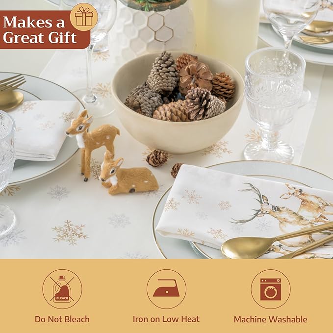 Maison d' Hermine Table Runner 100% Cotton Single Layer Table Runners 36 inches Long for Thanksgiving Christmas Decorations Home Kitchen Dining Party Wedding (Deer in The Woods, 14.5" x 36")