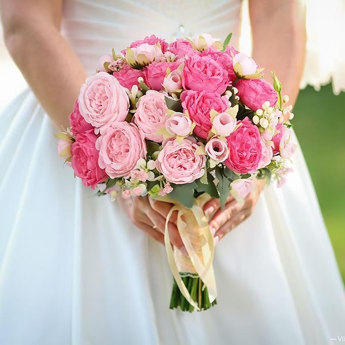 MARTINE MALL 12 Packs Peonies Artificial Flowers, Mixed Pink Artificial Peonies, Silk Peonies Flowers Fake Peonies Artificial Flowers Peonies Bouquet for Centerpiece Table Wedding Party Home Decor