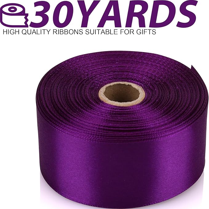 1-1/2 Inch 30 Yards Purple Solid Satin Ribbon for Gift Wrapping,Craft Floral Bouquets,Wedding Party,Timeless Flower,Decoration Floral Hair,Balloons