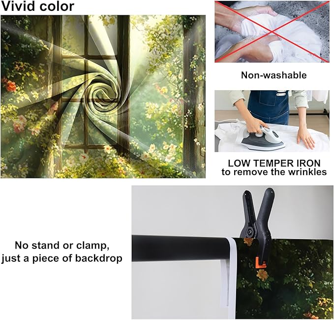 Baocicco 9x6ft Spring Window Photography Backdrops Sunshine Oil Painting Flowers Background Cloth for Marriage Valentines Mothers Day Engagement Party Decoration Photo Props Background Supplies