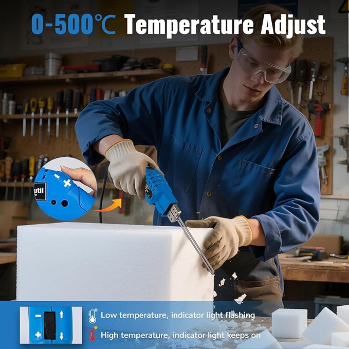 Electric Hot Knife with 4 Straight Blades Kit 150W 500℃ Craft Shears Foam Cutter for Styrofoam EVA, EPE, XPS, EPP, EPS, KT Board, Sponge