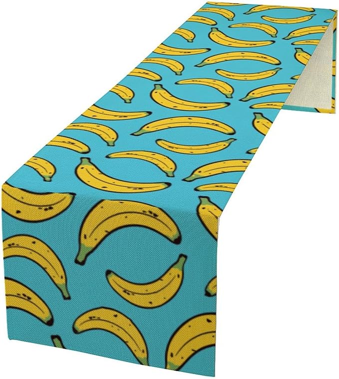 Banana Table Runner, Kitchen Dining Table Decor, Watercolor Tropical Fruit Palm Leaves Table Runners for Indoor Outdoor Home Farmhouse Holiday Wedding Birthday Party Decoration, 13 x108 Inch