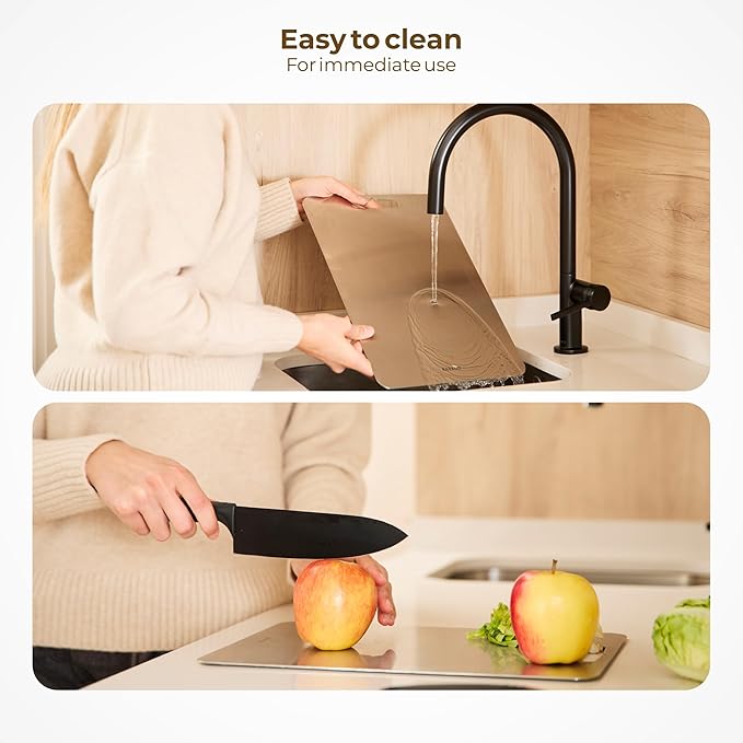 Premium Stainless Steel Cutting Board - Durable Non-Slip Metal for Kitchen - Portable Non-Porous Surface, Ideal for Modern Kitchens - Stainless Steel 304
