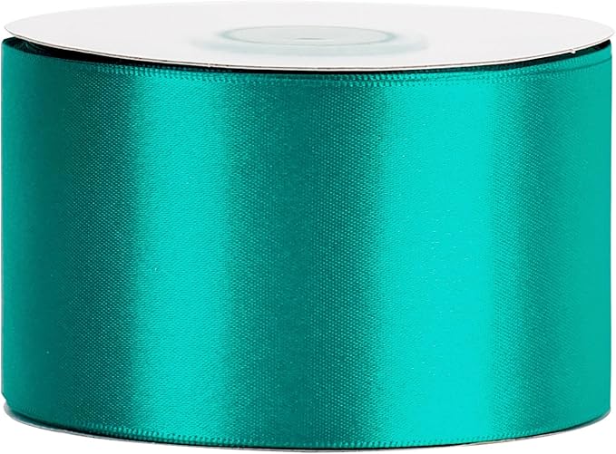 MEEDEE Teal Satin Ribbon - 2 Inch Double Faced Satin Ribbon for Christmas Tree, Weddings, Flower Bouquets