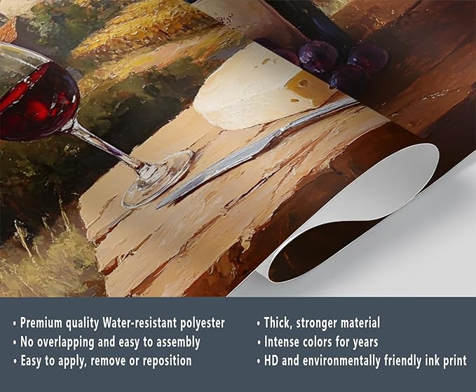 Tuscany Vineyard Wall Mural, Countryside Winery Scene 3D Wall Murals, Italian Rural Landscape Wallpaper Mural, for Living Room Bedroom Large Wallpaper Indoor Decor 169.3" W x118.2 H