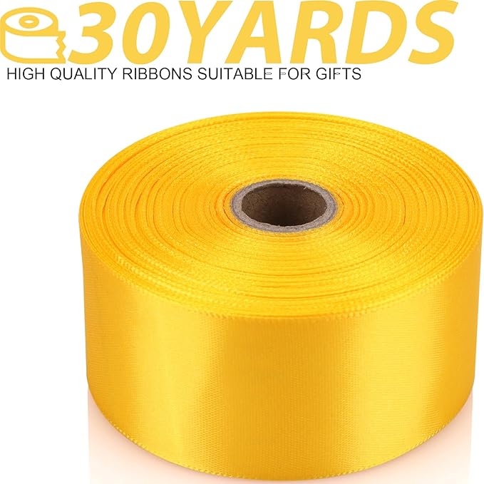 1-1/2 Inch 30 Yards Yellow Solid Satin Ribbon for Gift Wrapping,Craft Floral Bouquets,Wedding Party,Timeless Flower,Decoration Floral Hair,Balloons
