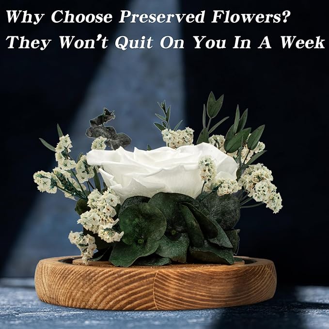 Preserved Roses & Fresh Flowers Bouquet – Gift for Women, Roses That Last Forever, Flowers for Delivery Prime, White Roses – Birthday, Mother’s Day & Christmas