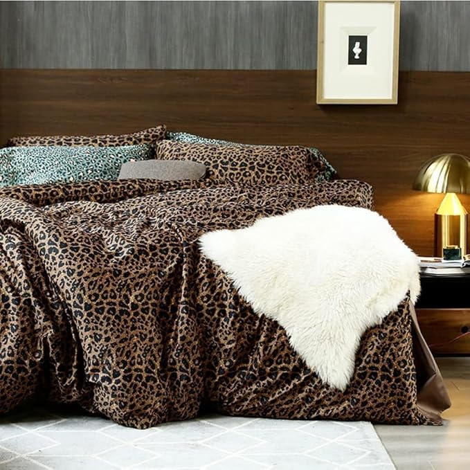 Full Comforter Set Leopard Print Comforter 3 Pieces Animal Cheetah Printed Comforter Set Full Brown/Black Floral Bedding Set Sexy Soft Farmhouse Bed Set Boho Leopard Pattern Comforter for All Season