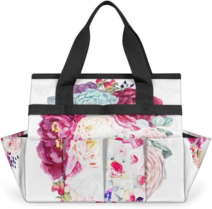 Garden Tool Tote Bag for Women Men Flower Bouquet Gardening Tool Storage Bags with 10 Pockets Standable Garden Home Tool Kits Organizer for Indoor Outdoor Gardening Gifts
