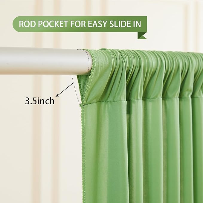 Sage Green Backdrop Curtain 4 Panels-Wrinkle-Free Green Curtains Polyester Photography Drapes for Baby Shower Birthday Party Photo Background Backdrop Stand- 16 X10FT (Sage Green)
