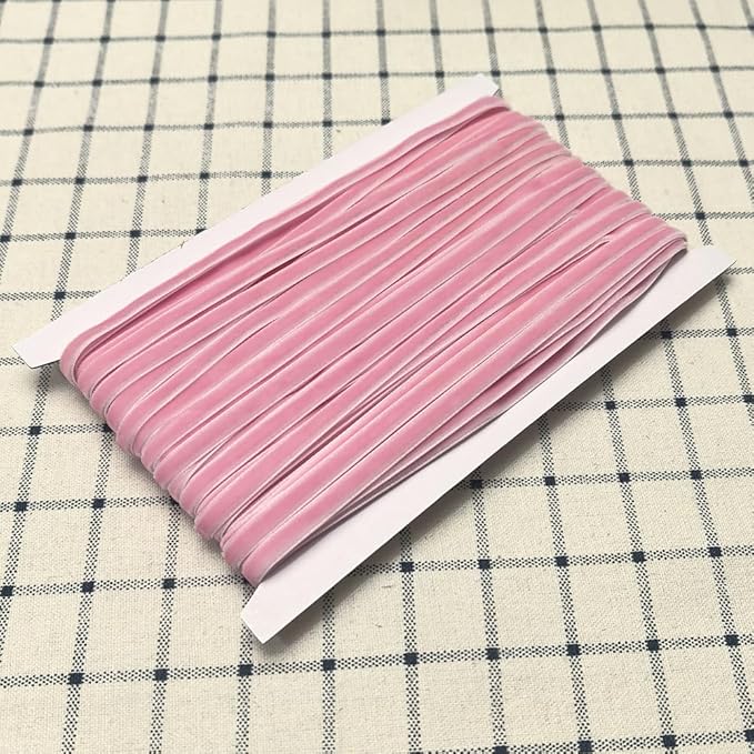 Chenkou Craft Pink 25 Yards 1/4" Velvet Ribbon Lots Bulk (Pink, 1/4"(6mm))