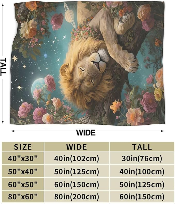 Lion Blanket Lion Throw Blanket Animal Soft Cozy Fleece Fuzzy Stuffed Plush Flannel Gifts for Girls Women Boys Kids Adults 40''x50''