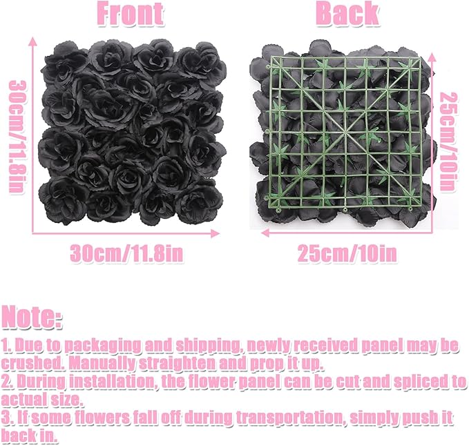 Flower Wall Backdrop, 12PCS 10.6"-15.7" Artificial Flower Wall Panel with Various Styles, 3D Floral Wall Decor for Wedding Photo Background Festive Party Home Decoration (J001, 11.8 * 11.8in)