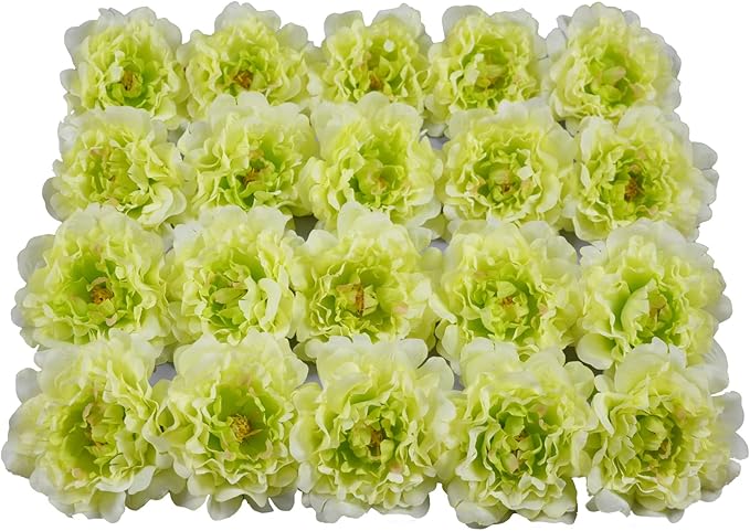 20pcs 5" Artificial Flower Peonies, Silk Peonies with 6" Stems, Flowers Suitable for Wedding Bouquets, Home Party Decoration (Light Green)