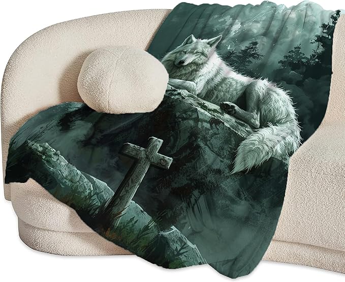 Christian Wolf Throw Blanket - Soft, Warm & Cozy Fleece for Women & Men - 80"x60"